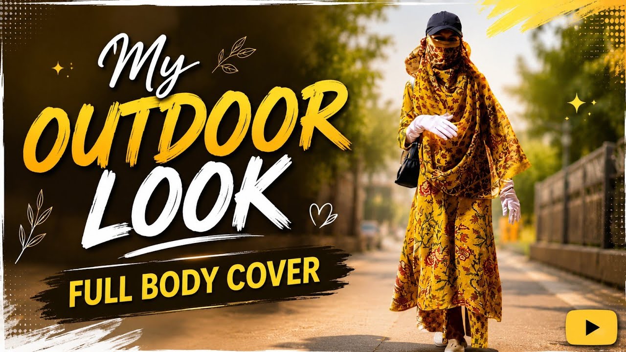 My Outdoor Look 😍 Full Body Cover Style | Face Cover Outfit with Cap & Gloves | Outdoor Vlog