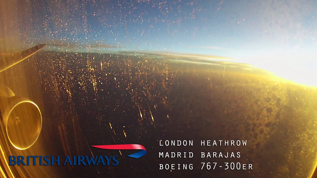 Flying from London to Madrid in 2 minutes (British Airways Boeing 767-300) GoPro Timelapse