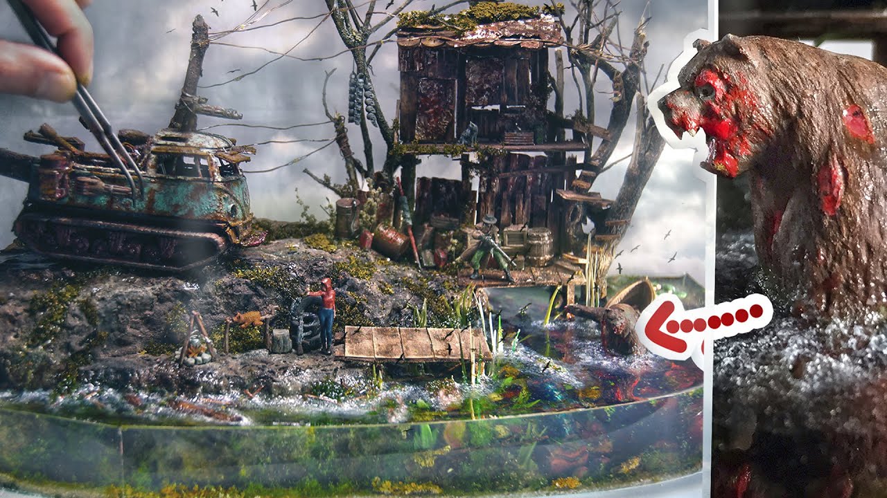 I Make a Realistic Miniature Post-Apocalyptic Zombie Diorama / Epoxy Resin Art How to Make!