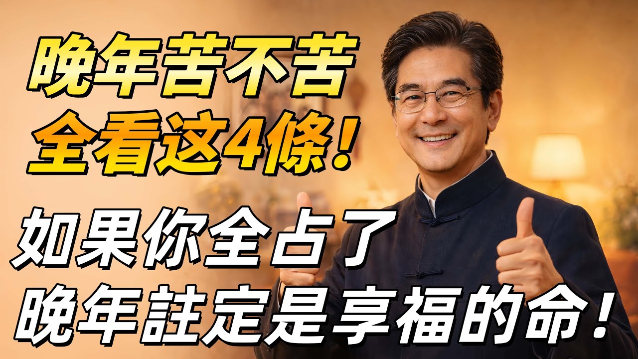 晚年苦不苦，全看這4條！如果你全佔了，表示你前世積了大德，晚年註定是享福的命！晚年幸福, 家庭关系, 父母健在, 夫妻相处