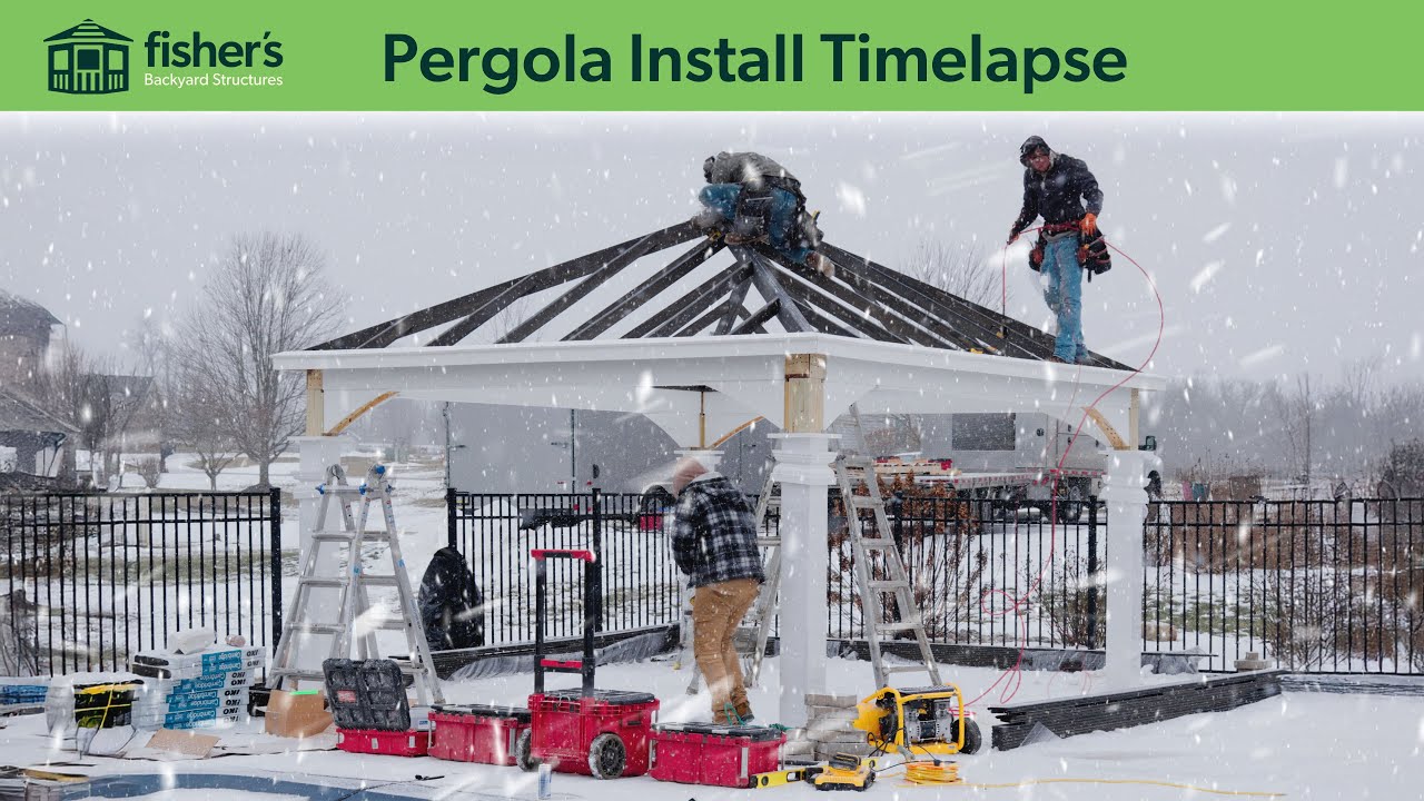 Snowy Vinyl Pavilion Installation Timelapse | Fisher's Backyard Structures