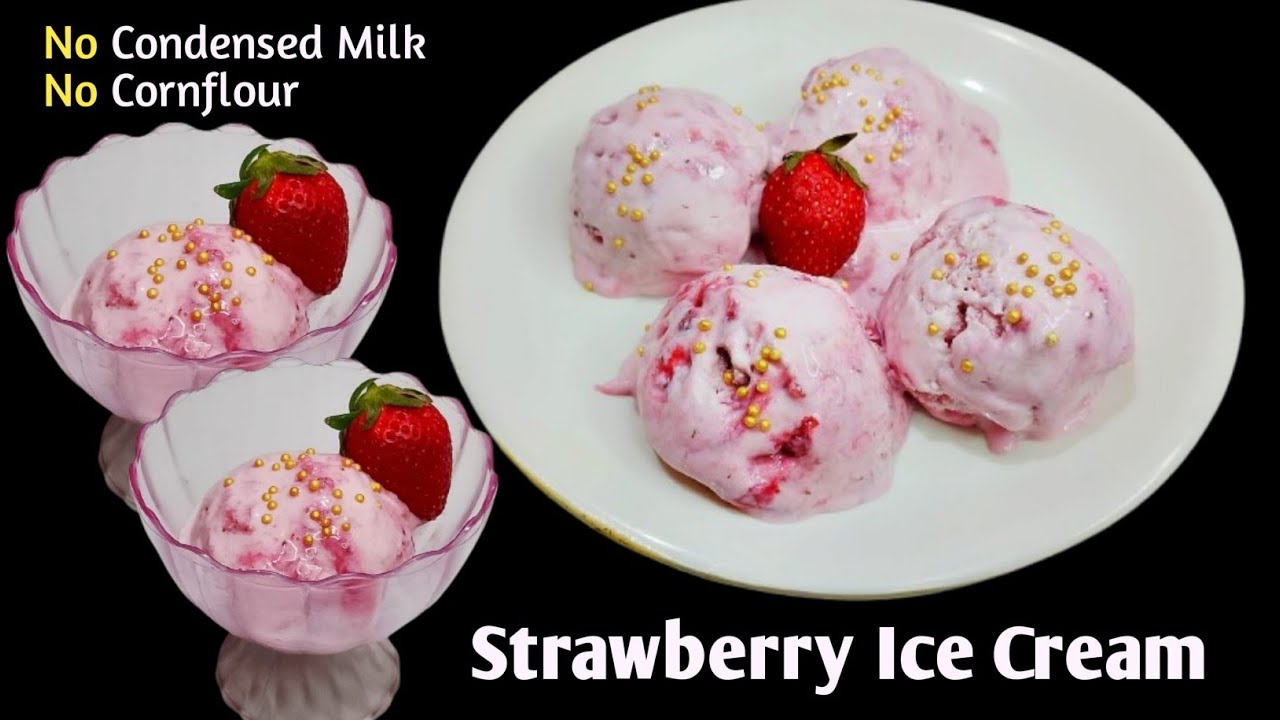 Strawberry Ice Cream Recipe without Condensed Milk, Easy & Fast l strawberry ice cream recipe
