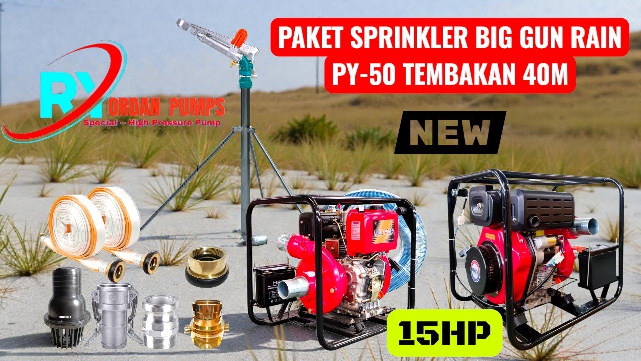 SPRINKLER BIG GUN PY-50 COVER POMPA PEMADAM YORDAN SOLAR 15HP STARTER