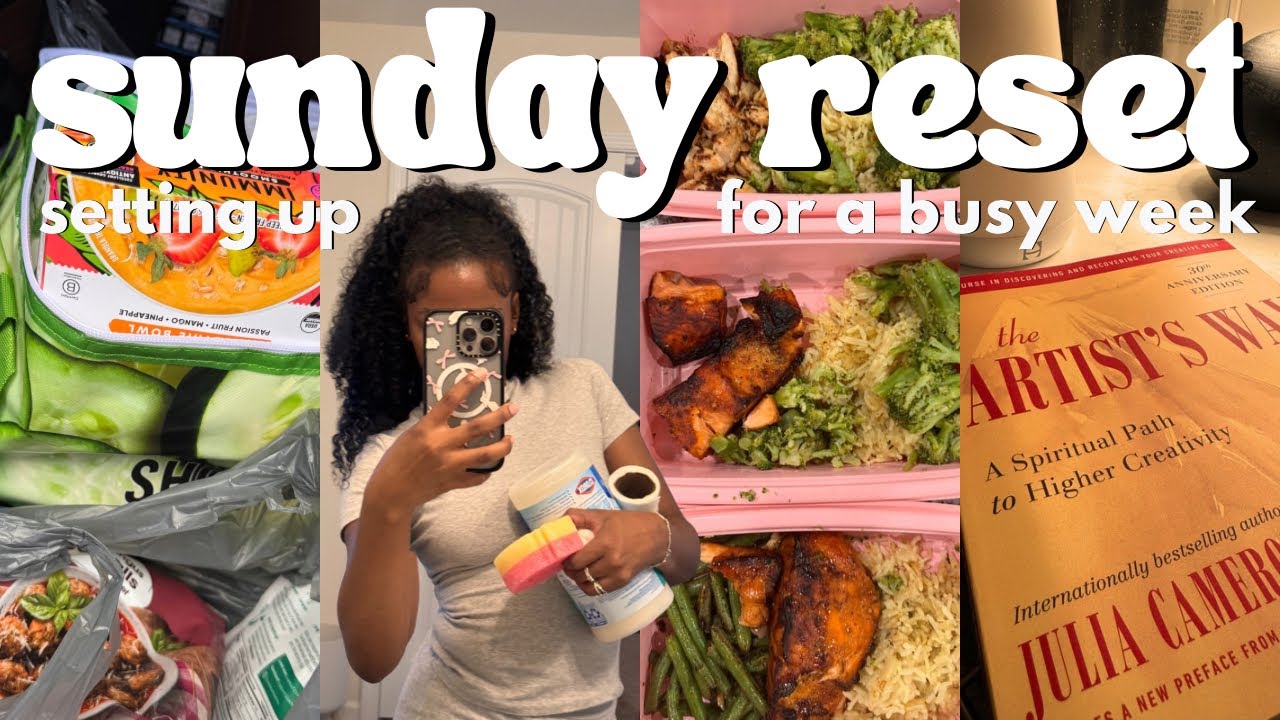 REALISTIC SUNDAY RESET: prep for a BUSY week | grocery restock + meal prep + deep cleaning + laundry