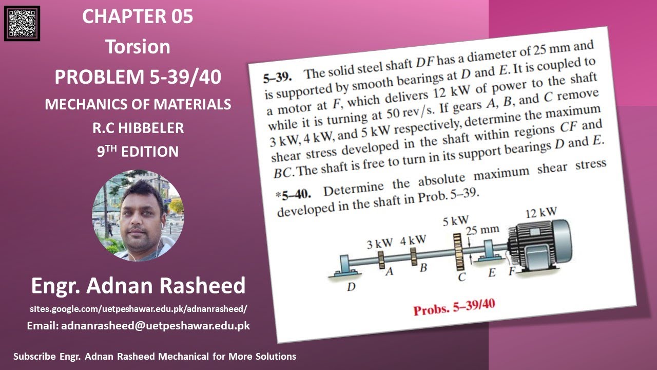 5-39/40 Determine absolute maximum shear stress developed in shaft | Mech of materials RC Hibbeler