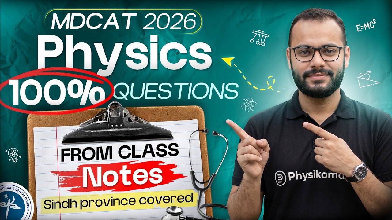 PMDC MDCAT 2026 | 100% Questions from Class Notes | Sindh Province Paper Recreated | Physics