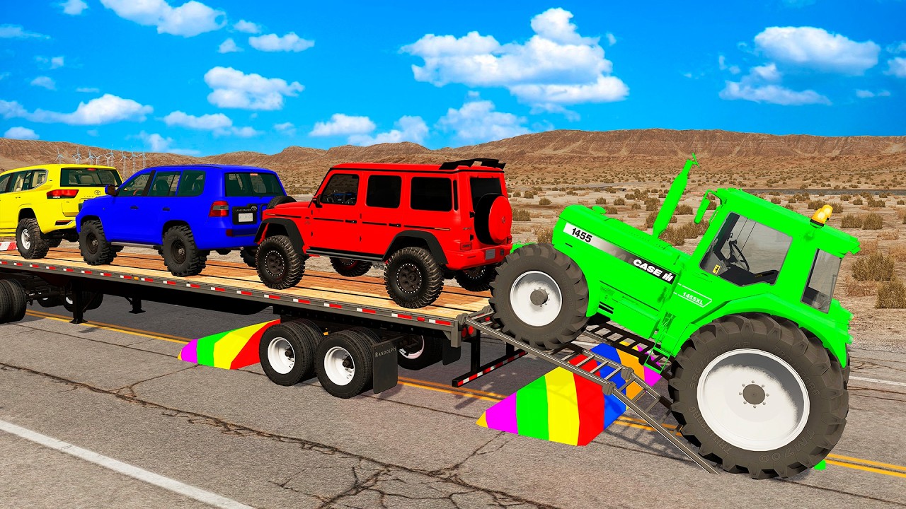 Flatbed Truck Mcqueen | Transportation with Truck - Pothole vs Car #32 - BeamNG.Drive