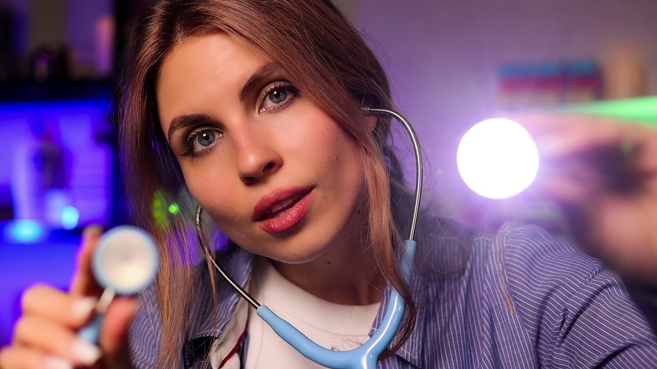 ASMR Night Doctor Full Body Exam,Cranial Nerve Exam,Nurse Checkup,Eye Exam,Hearing Test