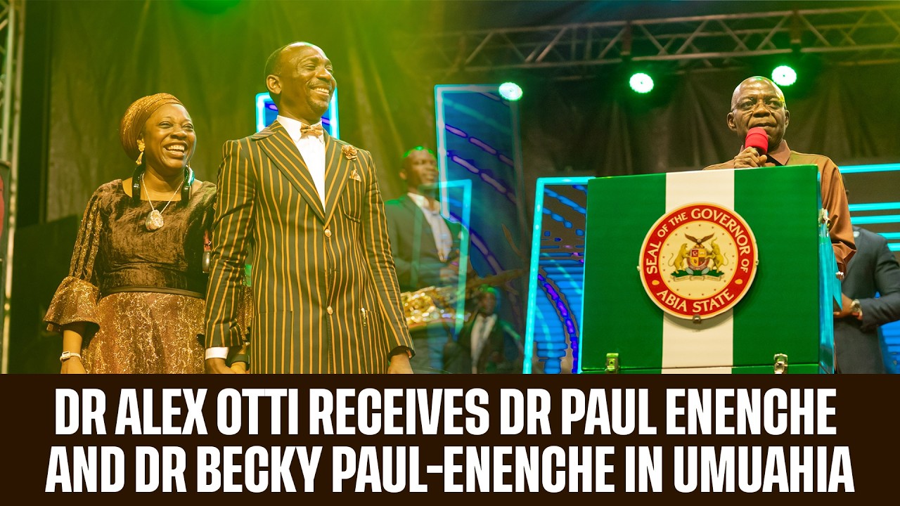 Dr Alex Otti receives Dr Paul Enenche and Dr Becky Paul-Enenche in Umuahia