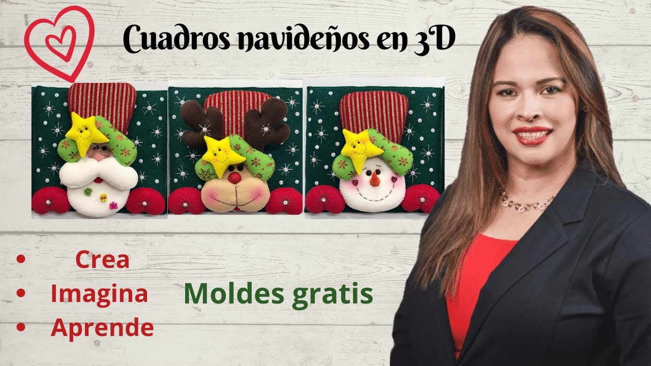 Como Hacer Cuadros Navideños en 3D. Noel, Nieve y Reno