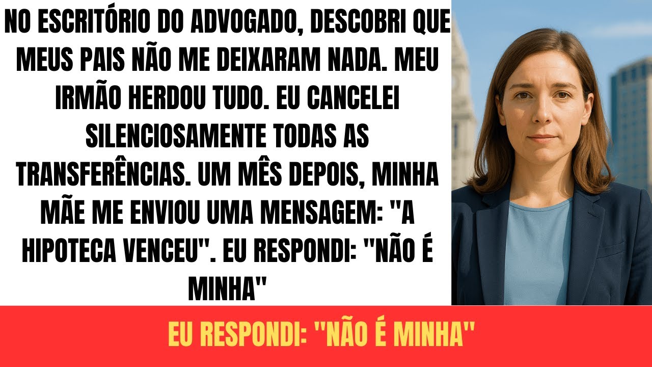 No advogado, descobri que meus pais me deserdaram e deram tudo ao meu irmão.