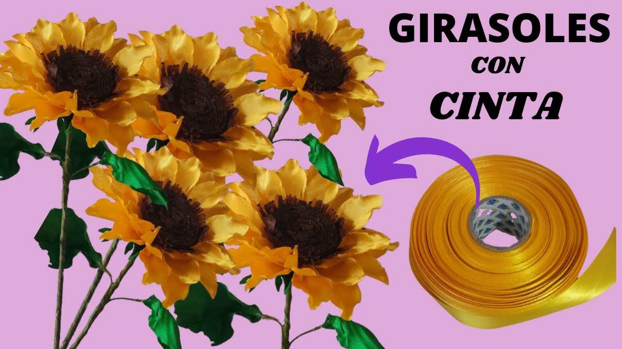 tutoriales/ girasoles eternos con cinta paso a paso/ girasoles de listón
