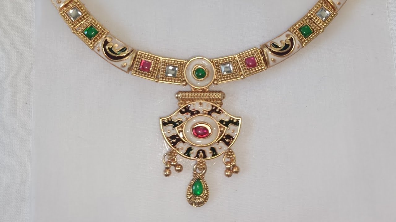  jeweller💫Elegant Traditional Gold Necklace Set | Designer Bridal Jewellery |Colorful Stone Necklace