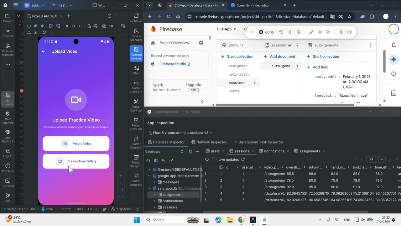 Database Connection [ SSID Application (Suturing Skills Identification Device) ]