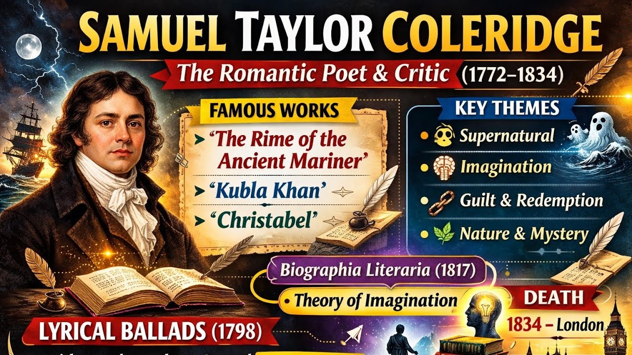 Samuel Taylor Coleridge in 5 Minutes | Life, Works & Contribution (Romantic Poet)
