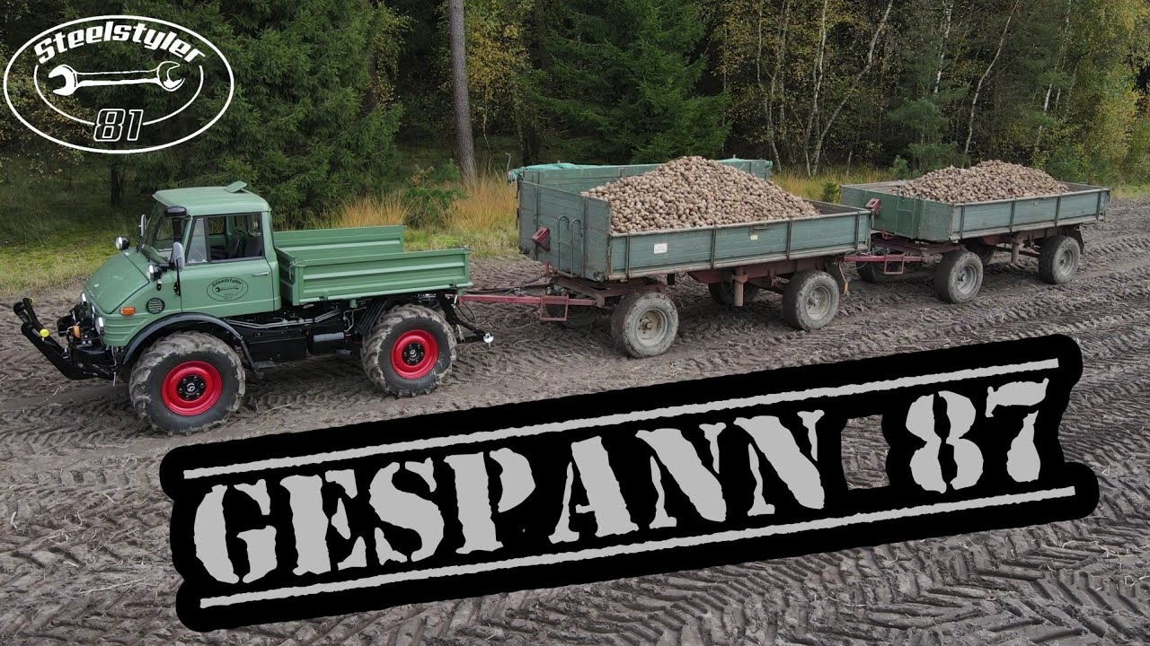 Gespann 87 - #Unimog 406 mit  2 Anhänger -  Da werden Erinnerungen wach  ! Kartoffeln feuern