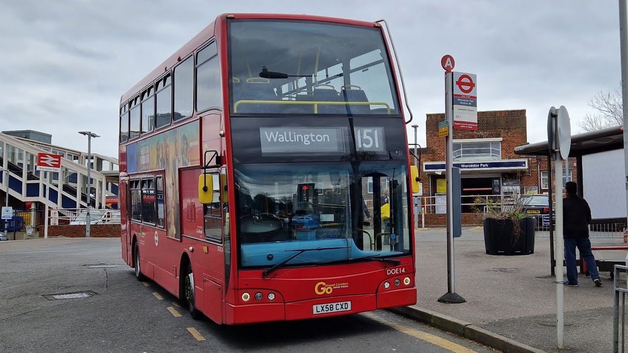 FULL JOURNEY | LONDON BUS 151 WORCESTER PARK-WALLINGTON (LX58CXD) DOE14