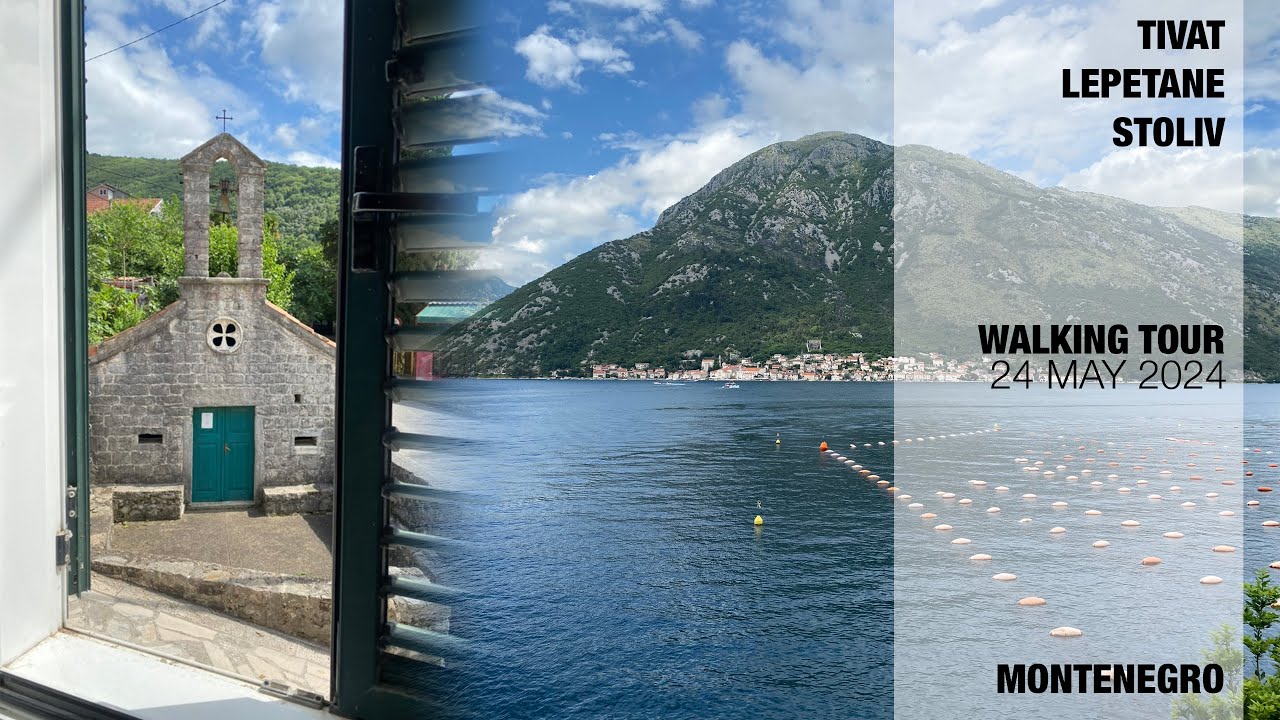 Tivat. Lepetane. Stoliv. Walking tour 4K 60 fps.