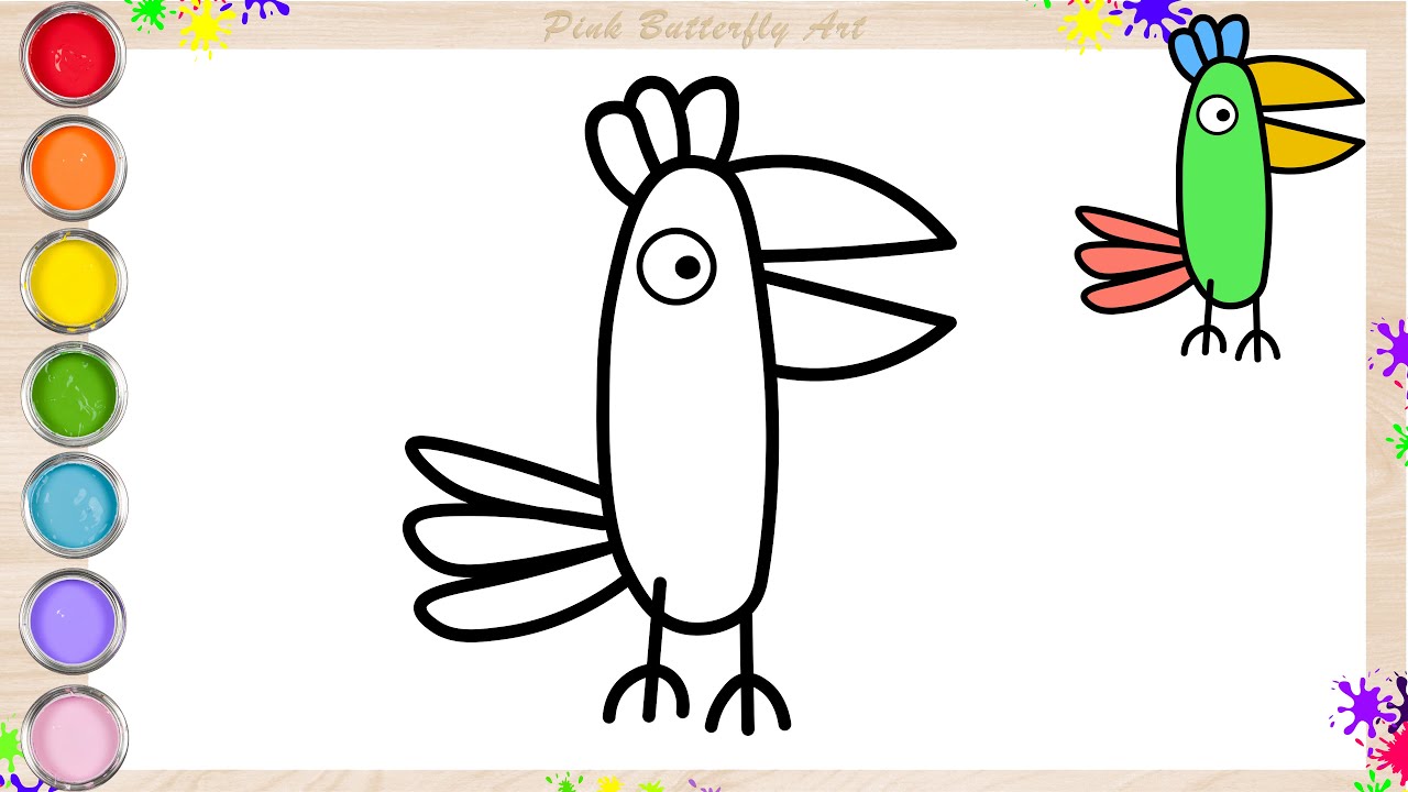 Polly Parrot of Peppa Pig  Drawing and Coloring Animations for Kids Toddlers #peppa #peppapig