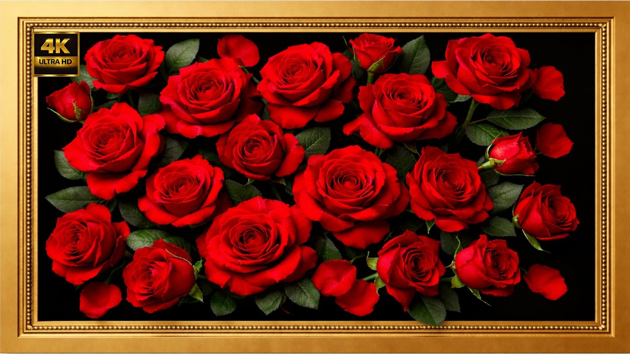 4K TV Art Flowers Red Roses Framed | 💎Get FREE Artwork Here