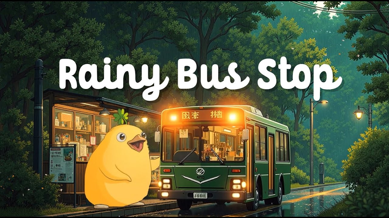 Rainy Bus Stop Lofi 🌿Soft Jazzhop Beats for Deep Focus, Calm Nights