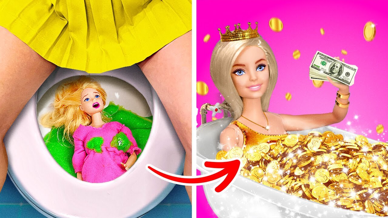 😱 NÃO! 😱 BONECA NA PRIVADA 💝💰 Boneca Rica vs. Pobre Passa Por Transformação, por 123 GO! TRENDS
