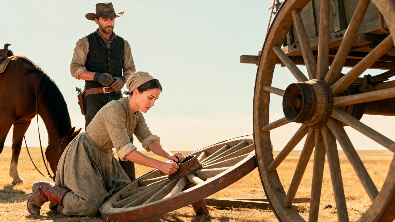 A Widow Helped a Wealthy Cowboy Fix His Wagon Wheel, Next Day a Covered Wagon Pulled Up