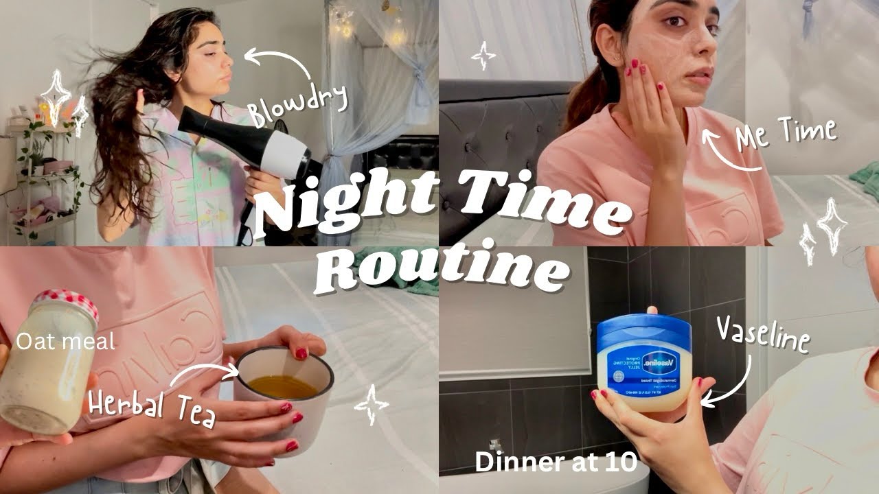 Night Time Routine 🙈 Unwind with me 💕/mini blowdry at home🌺/herbal tea ☕️/selfcare 🎀🌸
