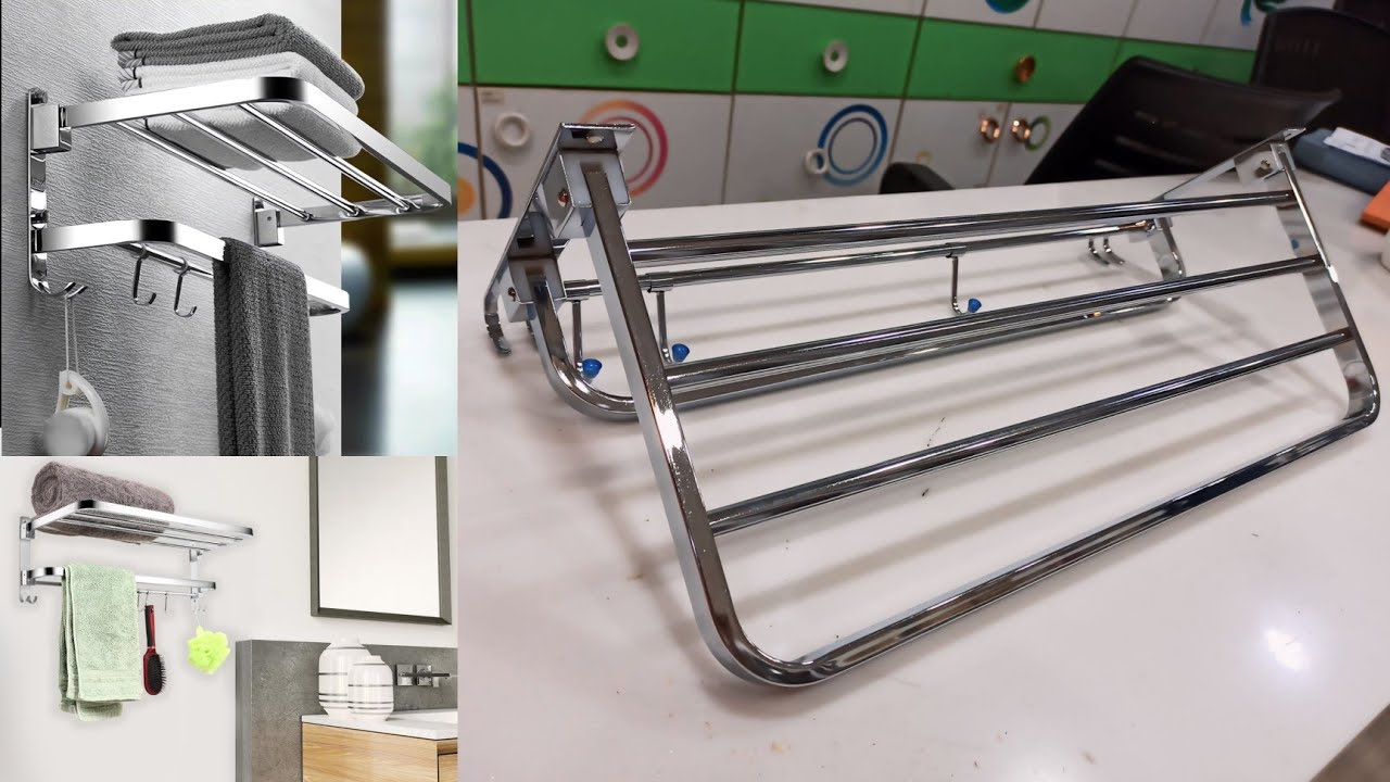 Dual Foldable Towel Rack(Unboxing) Stainless Steel Double Folding Towel Rack |bathroom accessories