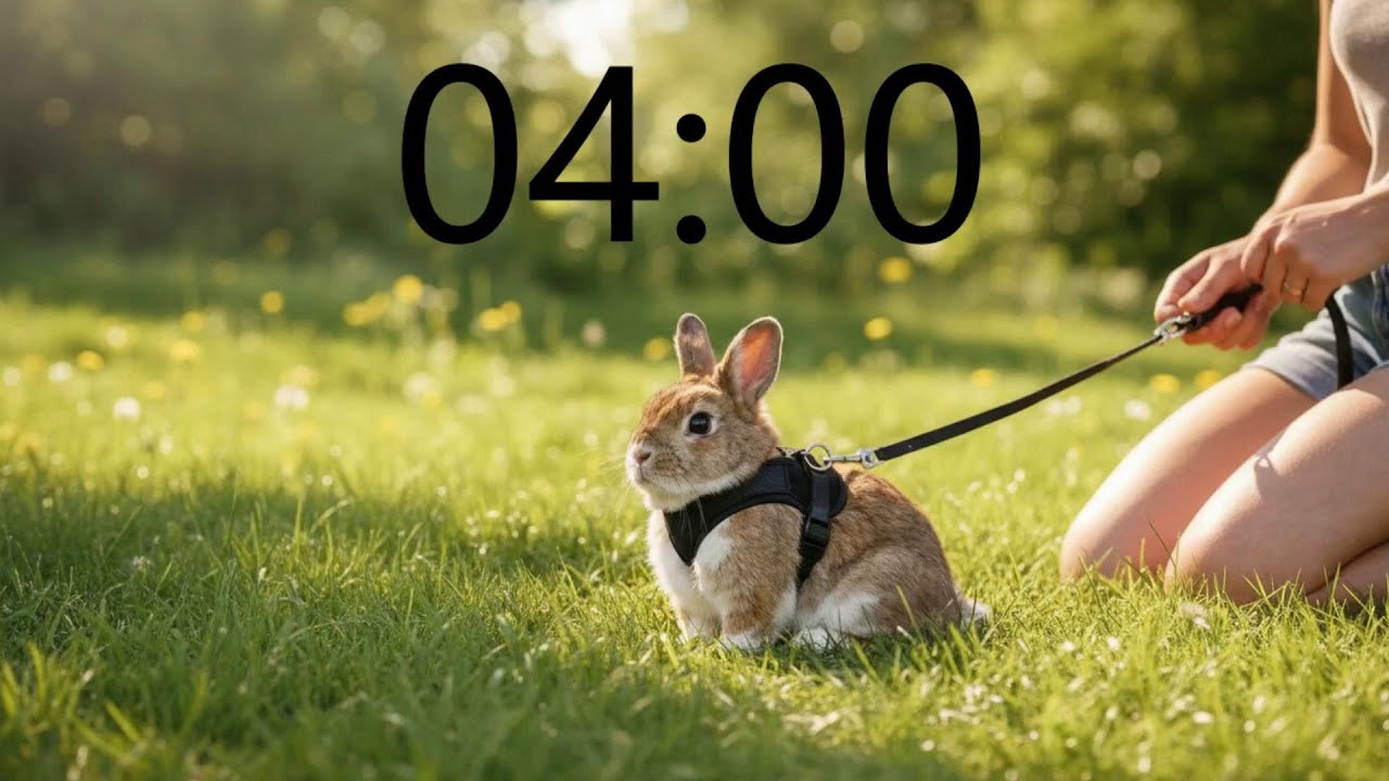 4 Minute Timer (INTENSE RABBIT MUSIC + Sound Notification at Zero) Grass Outside