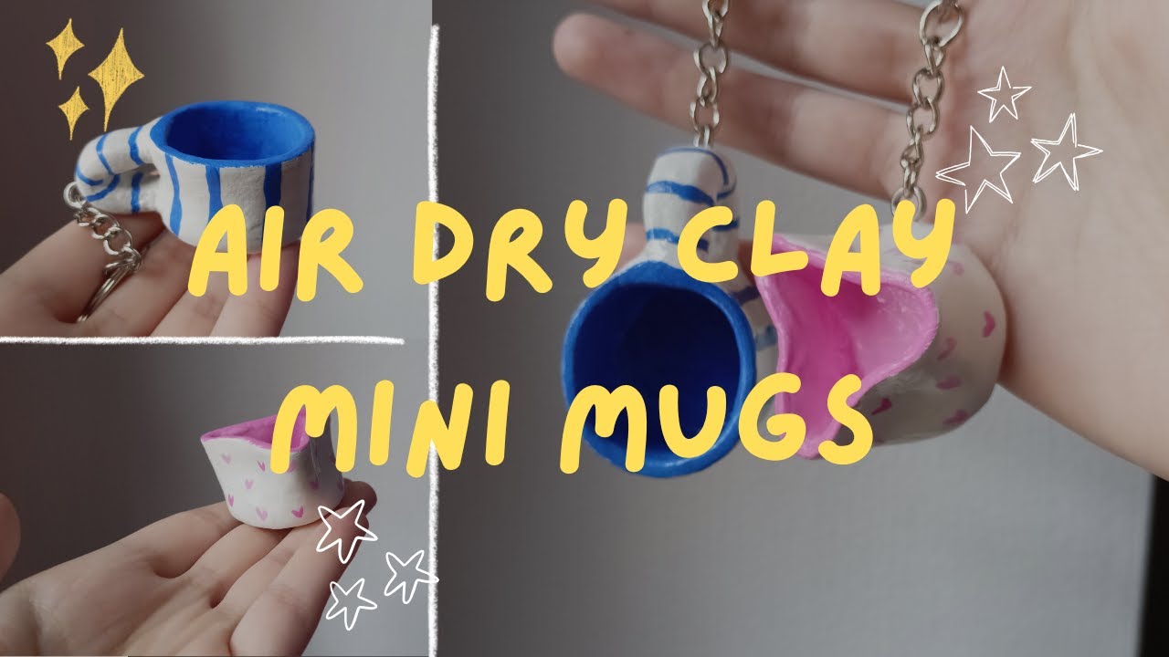 Air dry clay mini mug keychains | Air dry clay creations