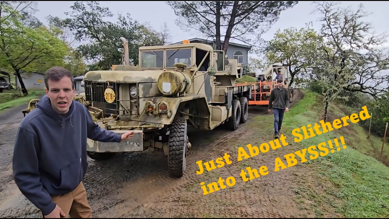 Forklift About to Slide Into the ABYSS! | Military M816 Wrecker Rescue