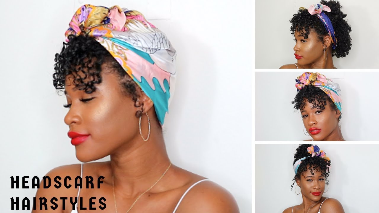 EASY SHORT CURLY HAIRSTYLES WITH A HEADSCARF | CURLY 3B/3C