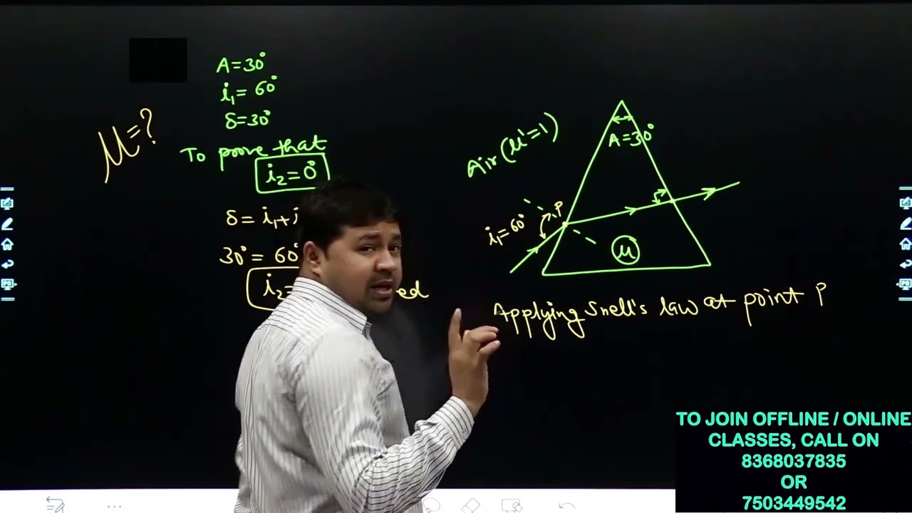 A ray of light is incident at an angle of 60° on one face of a 30° prism. The emergent ray from the