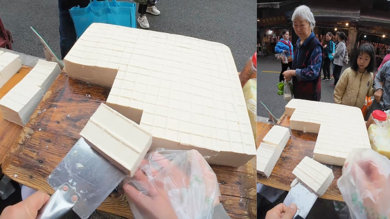 The stall sells tofu, freshly made and sold on April 26