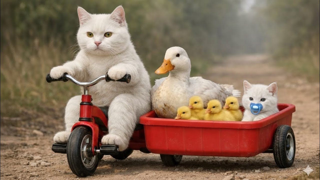 😱🐱 Mama Cat SAVES 4 Ducklings from the Drain! 🦆💧 | A Heartwarming Spaghetti Surprise 🍝✨