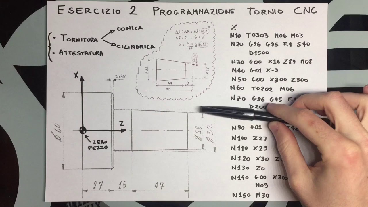 Esercizio 2 programmazione tornio CNC