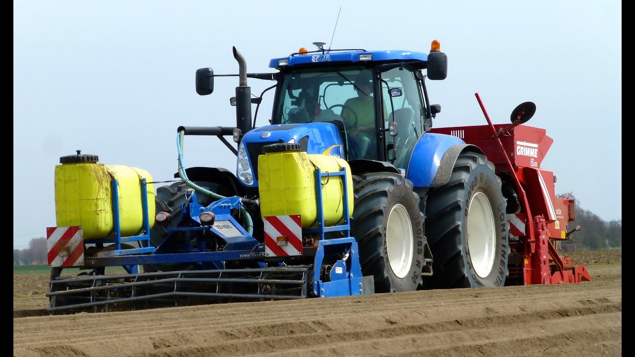 New Holland T7050 & Grimme GL 420 Exacta Combi planter - Planting potatoes / Kartoffelen Legen
