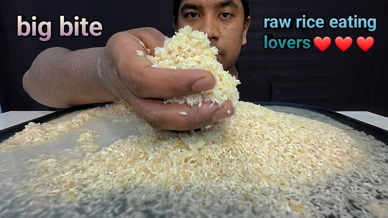 HARD RAW RICE & WATER EATING VIDEOS WITH HAND ❤️ ❤️ ❤️ | RAW RICE EATING LOVERS | RAW RICE