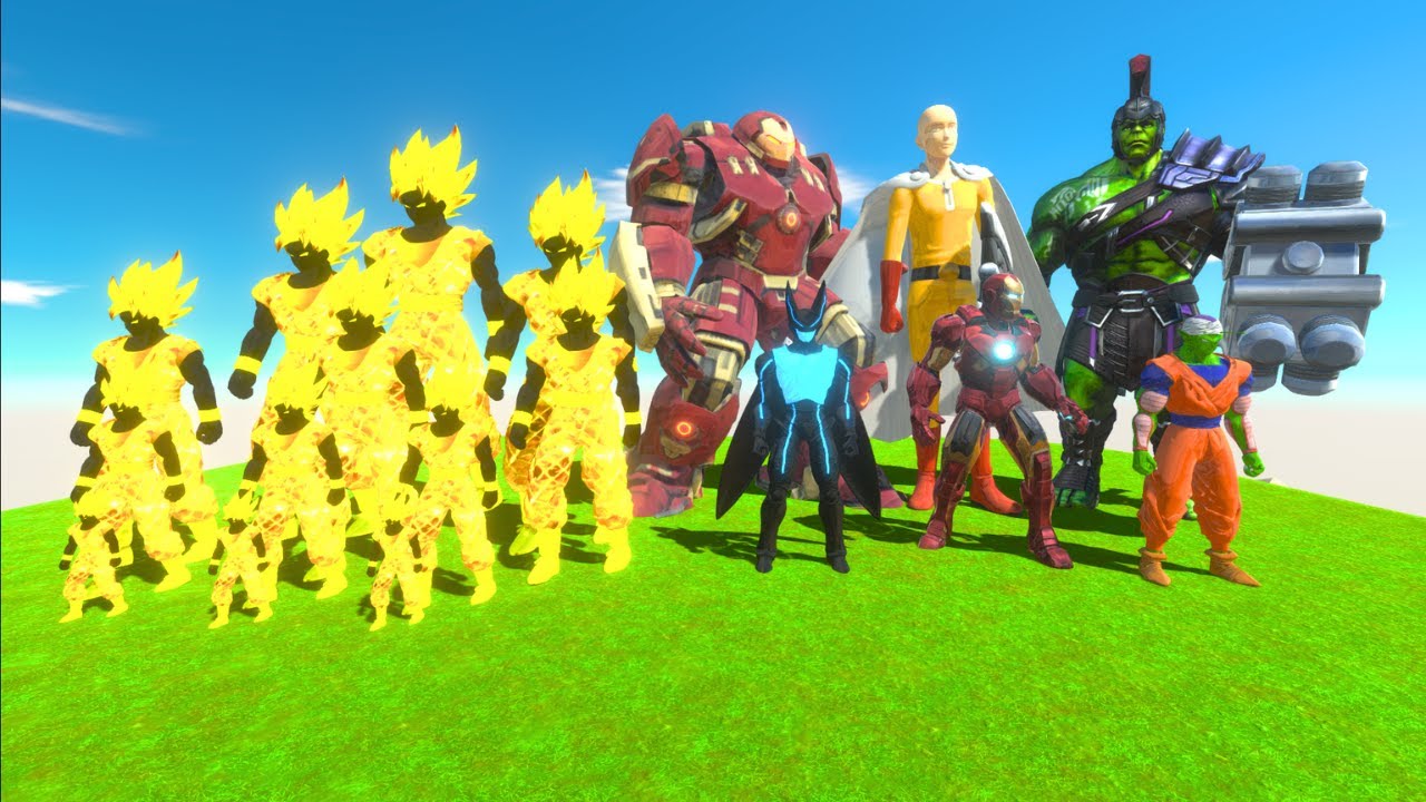 Evolution Goku Ultra Gold vs Evolution Strongest Team Saitama + Hulk  - ARBS
