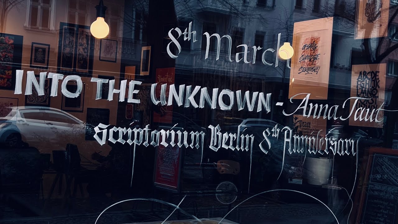 Into the unknown - Anna Taut exhibition - Chalk Ad on glass