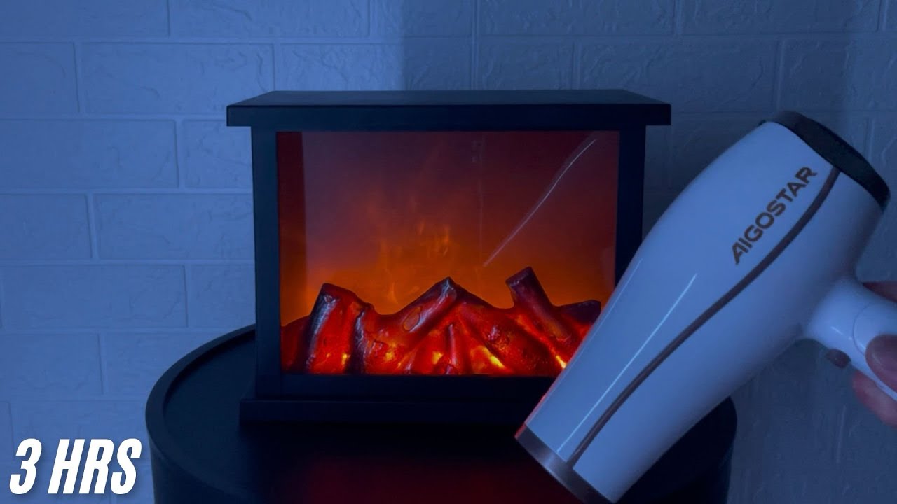 The WELL-BEING of WHITE NOISE and FIREPLACE give you FULL SLEEP - INTENSE SOUND of HAIR DRYER (ASMR)