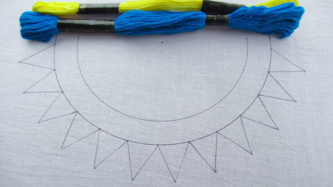 New Hand Embroidery Super Unique Round Shape Neckline Embroidery Design With Pearl Beads For Dress