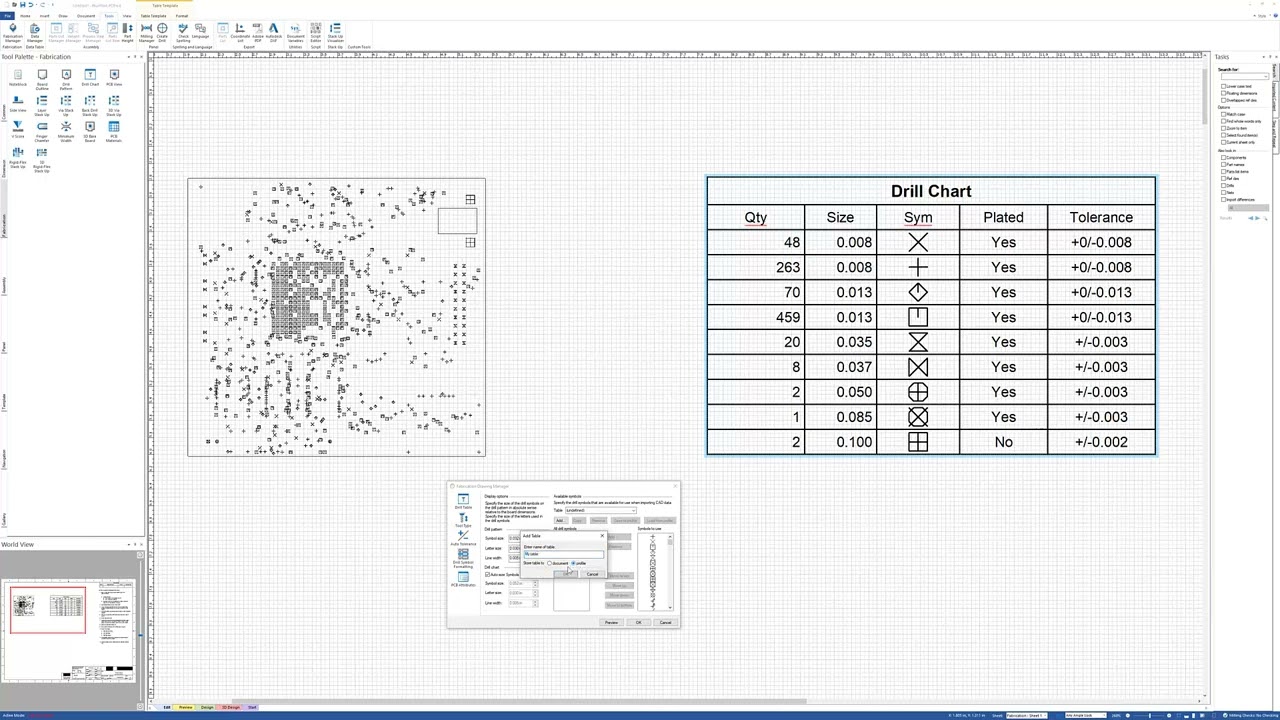 Customize drill symbol graphics and size using the Fabrication Manager