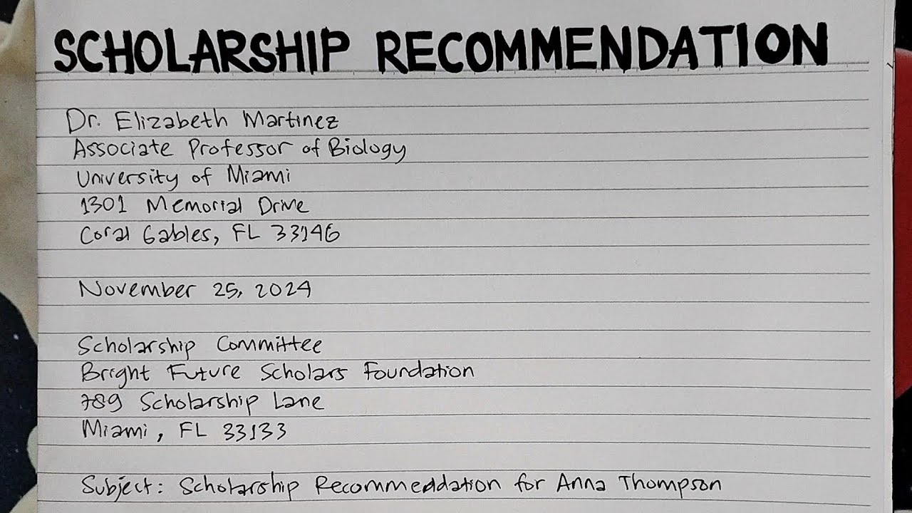 How To Write A Scholarship Recommendation Letter Step by Step Guide | Writing Practices