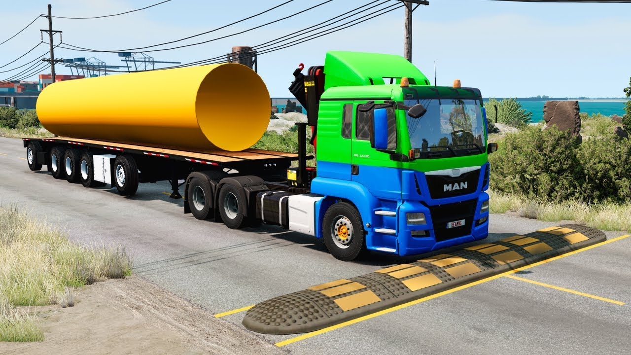 Trucks vs Speed Bumps SPECIAL #68 | BeamNG Drive - Long Video | TrucksVs