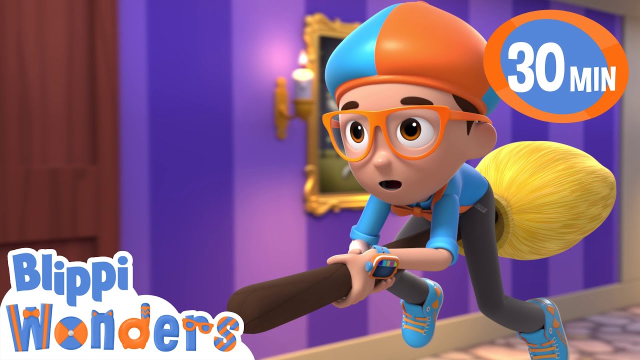 Blippi vola con una scopa nella casa stregata | Blippi in Italiano | Video educativi per bambini