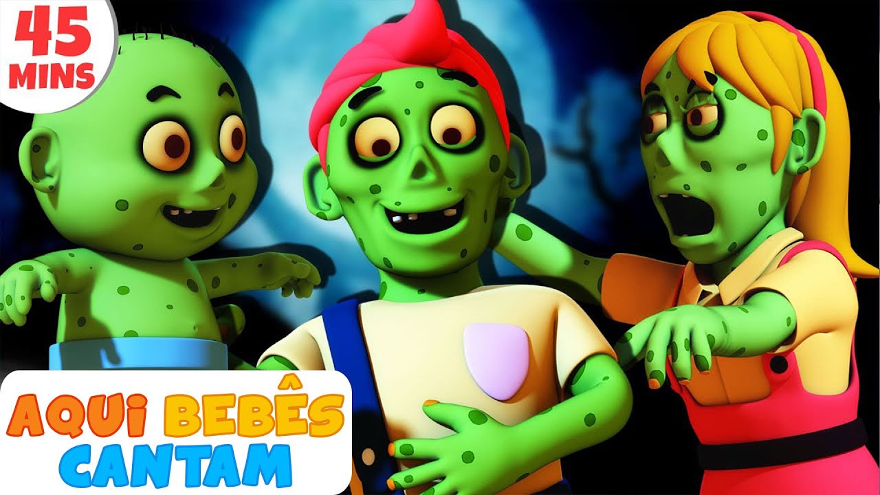 Família Zombie JANTAR DE FESTA | Músicas de Halloween para crianças 2021 | Aqui Bebês Cantam