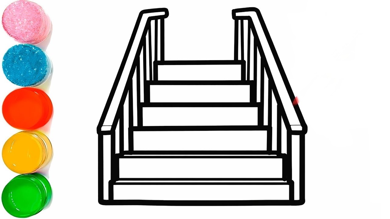 How To Draw Beautiful Staircase Drawing | 3D Stairs Drawing Easy | Stairs Drawing & Colouring