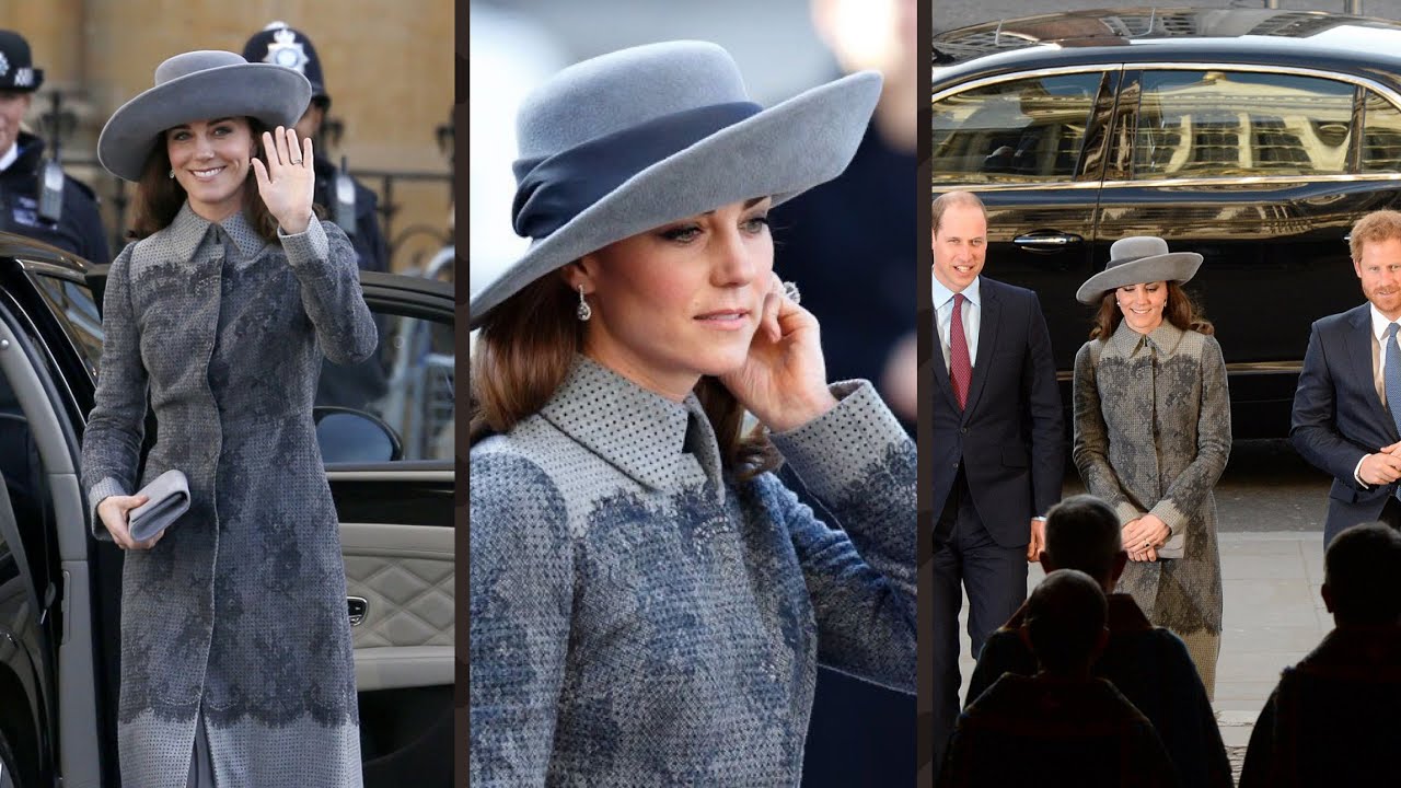 Princess Catherine Demure light Grey Check Coat Dress by Erdem